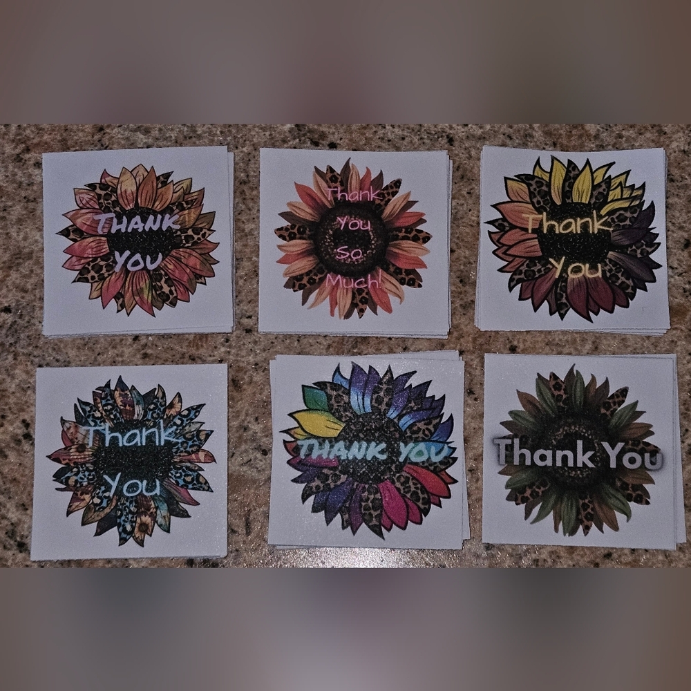 Sunflower & Animal Print Thank You Stickers